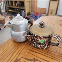 Small Aluminum Coffee pot and Copper Lidded Cup