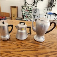 2 Electric Coffee Pot no Cords and 1 aluminum