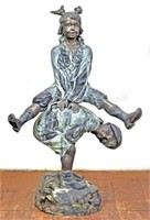 After N. Lowe “ Leap Frog “ Bronze Sculpture