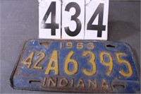 1963 Indiana License Plate