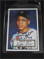 WILLIE MAYS AUTOGRAPHED 1952 TOPPS RP W COA
