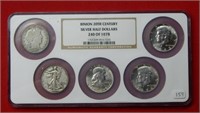 Binion 20th Century Silver Half Dollar 5PC Set NGC