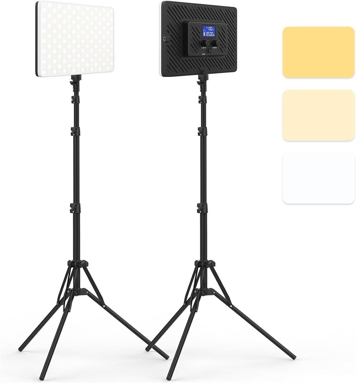 NEW $130 2PK LED Video Lights w/ 63" Tripod