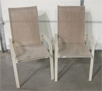 2 Stackable Metal Framed Patio Chairs