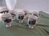 Set of 6 Royal Crown China Pedestal Coffee Mugs