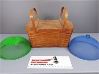 Vintage Wov-N-Wood Picnic Basket & Food Covers