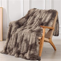 Faux Fur Throw Blanket Tie Dye Brown