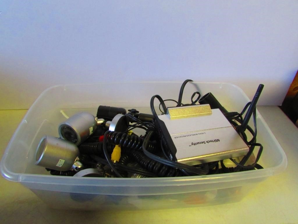 Box of Various Electronics, Cameras, Video Recievr