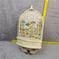 Painted Bird In Cage Wall Hanger