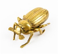 Brass Beetle Bug Match Safe Matchstick Holder