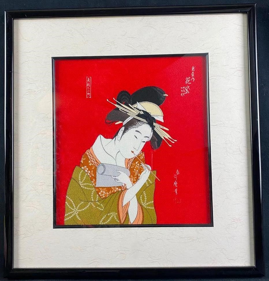 Japanese Print on Textured Silk