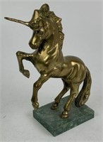Brass Unicorn on Marble Base