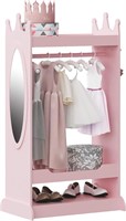 UTEX Kids Dress Up Storage with Mirror (Pink)