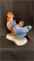 Herend, Rooster with Hen, Rust Rooster, Blue Hen,