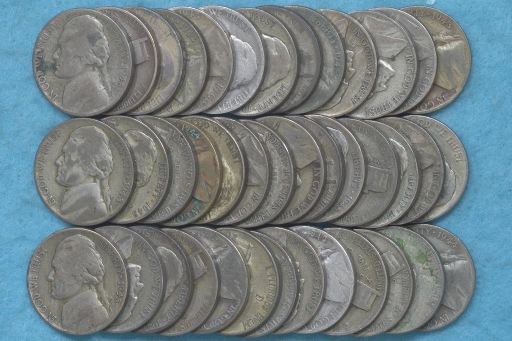 Roll of 35% Silver Jefferson War Nickels