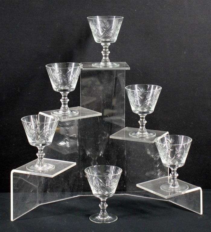 6 pc Pinwheel Crystal Stemmed Sherbert Glasses