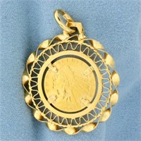 1908 Indian Head Gold Coin Pendant in 18k Yellow G