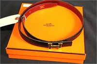 Hermès Black/Burgundy 18Mm Leather Belt