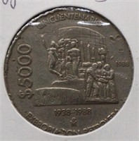 1988 Mexico 5000 Pesos