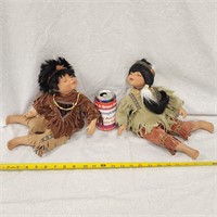 Native American Boy & Girl Porcelain Dolls