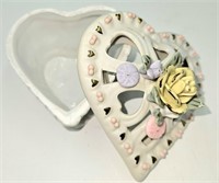 Heart Shaped Floral Trinket Box