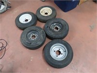 (5) 4.80-8 Trailer/Camper 4 Hole Tires