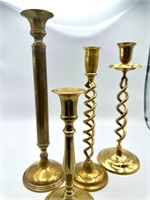 Lot of 4 Vintage Brass Candlesticks