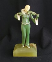 Vintage Art Deco 6" Violinist Cast Metal Figurine