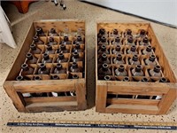 Vintage Beer Bottles in Wood Crates