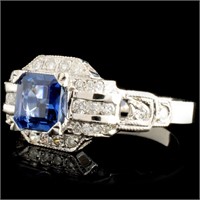 1.12ct Sapphire & 0.54ctw Diam Ring in 14K Gold