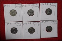 Two Lots of 1943 Steel Pennies  P-D-S Mints