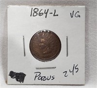 1864-L Cent VG-Porous