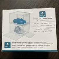 Stackable Shoe Box Organizer  4 Pack  Clear