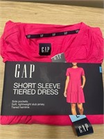 GAP Short Sleeve Tiered Dress - Beetroot Purple -L