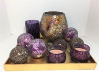 Mosaic Purple and Gold Decorative Vase
