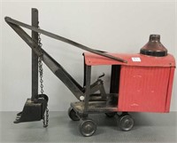 Antique pressed steel steam shovel toy (repainted)