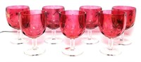 Ruby Thumbprint Goblets with Gilt Accents