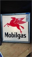 Mobilgas Lighted square sign