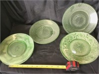 Green Depression Plates Various Patterns