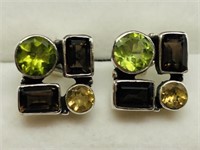 $200 S/Sil Garnet Peridot Citrine Earrings