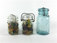 Cut sea glass jars