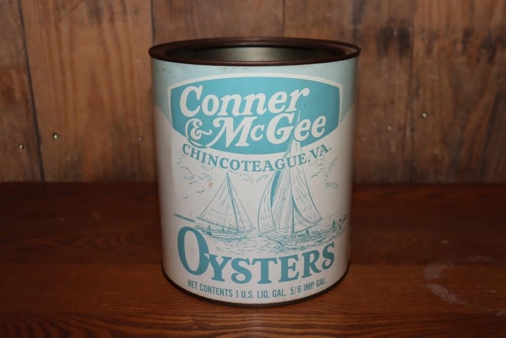 Conner & McGee Chincoteague VA gallon oyster can