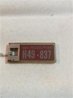 Miniature license plate keychain 1954 Missouri
