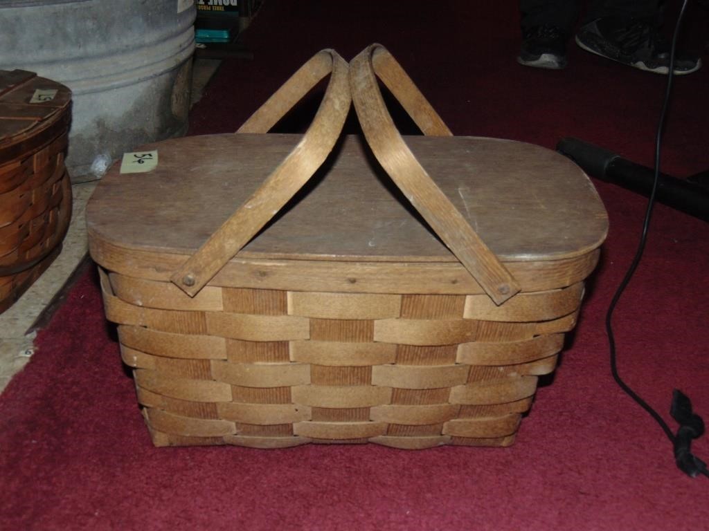 Vintage Picnic Basket Wood Top