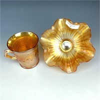 Fenton Marigold Orange Tree Mug & Stippled Rays Lt