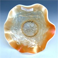 Dugan Peach Opal Six Petals Ruffled Bowl