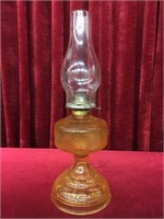 Vintage Barlett Collins Amber Glass Oil Lamp