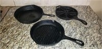 Lodge and chefmate cast iron skillets