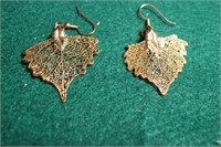 Vintage Dangle Leaf Pierced Earrings