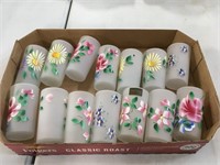 14 Hand Painted Frosted Glass Tumblers